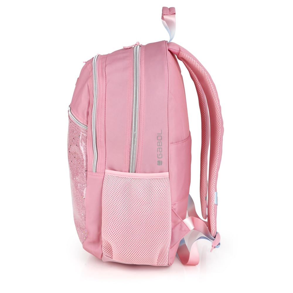 Gabol - Mochila Escolar Adaptable a Carro 34x46x20 cm Glam con 2 Compartimentos, Espalda Acolchada, Funda para Portátil 15,6'' y Base Reforzada