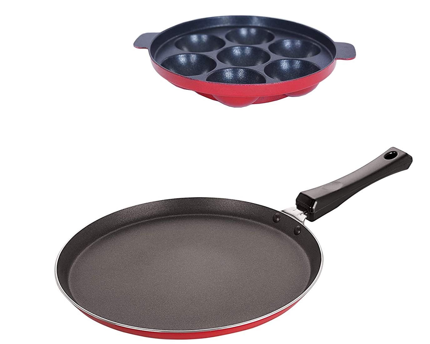 SEREE Combo 2Pcs Set of Crispy Dosa Tawa and Appam pan,Paniarakkal Pan,Ponganal Maker,paniyaram Pan, Cookware Set Cookware Set