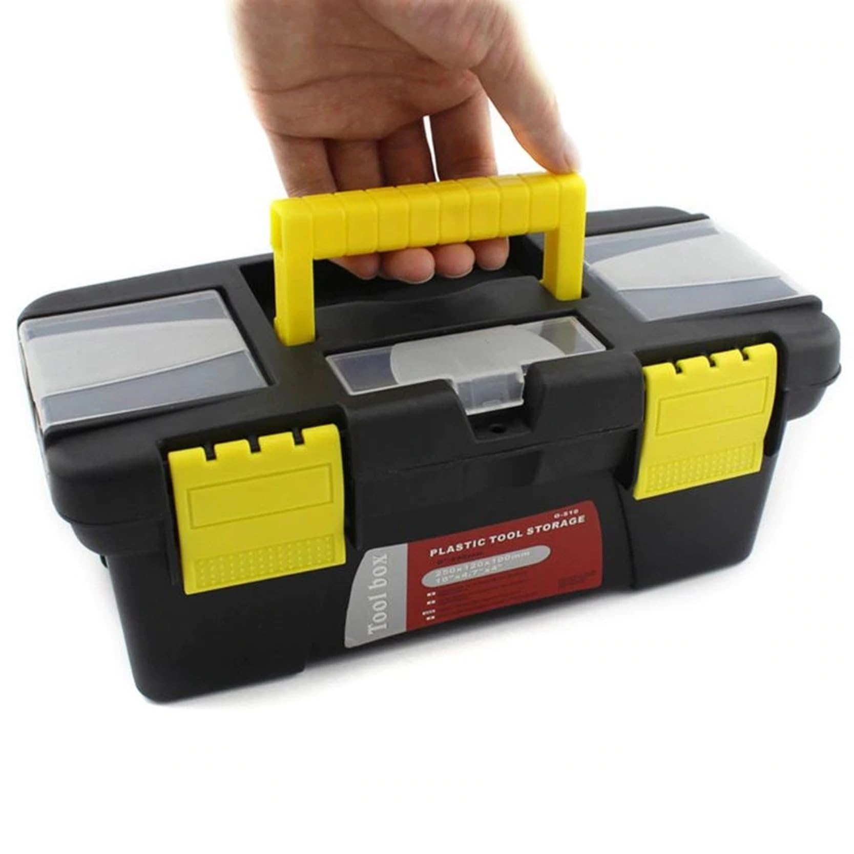 POPLEY Small Tool Box,10-inch Plastic Tool Boxes with Handle, Removable Tray with Lock Secured, Toolbox for Home(Multicolor)-image-38