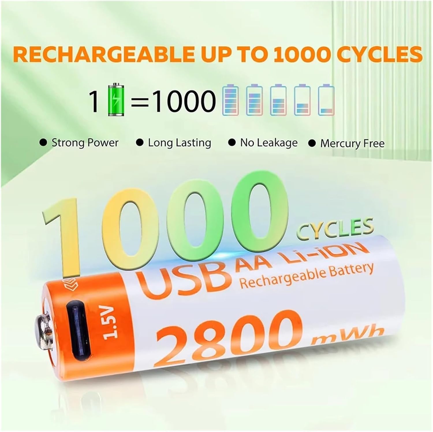 Battery，Compatible For MATOV，1.5V 2800mWh Rechargeable Battery USB Type-C Rechargeable Li-ion Battery(USB 2800mWh 10PC)