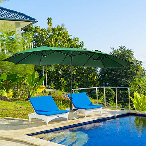 15Ft Lighted Patio Umbrella Extra Large Double Sided Market Table Umbrella With Lights & Crank Green #TOP7