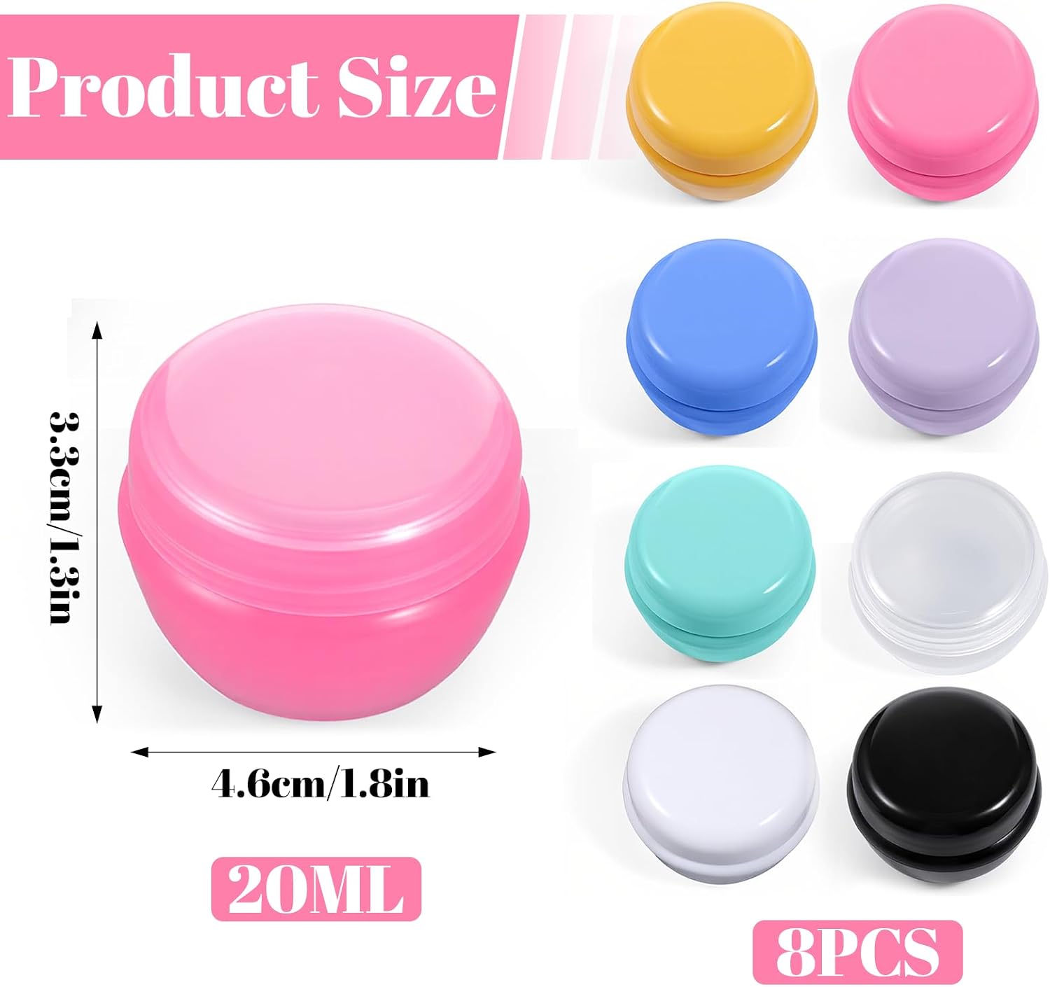 8Pcs 20ml Small Containers for Travel, Convenient Travel Containers for Creams, Travels-Size Makeup Container for Toiletries, Lotions, Cosmetics(Includes 3 Small Spoons)
