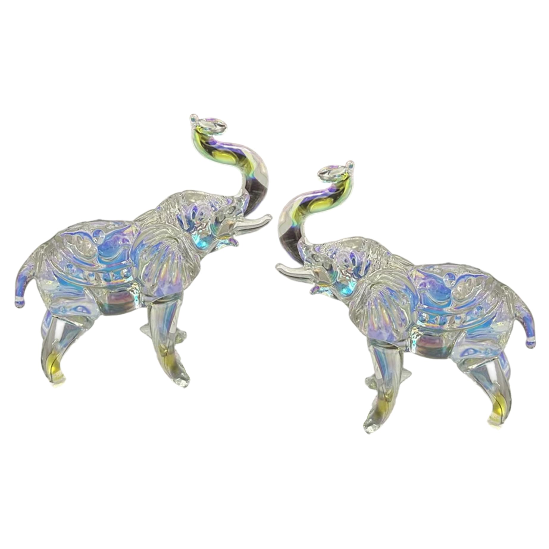 CAKEEYUM Elephant Figurine 2PCS Transparent Crystal Figurines Good Luck Elephant Decor for Home & Office 3.4x3.4 inch Figurine, Crystal Figurines, Decor, Statue, D