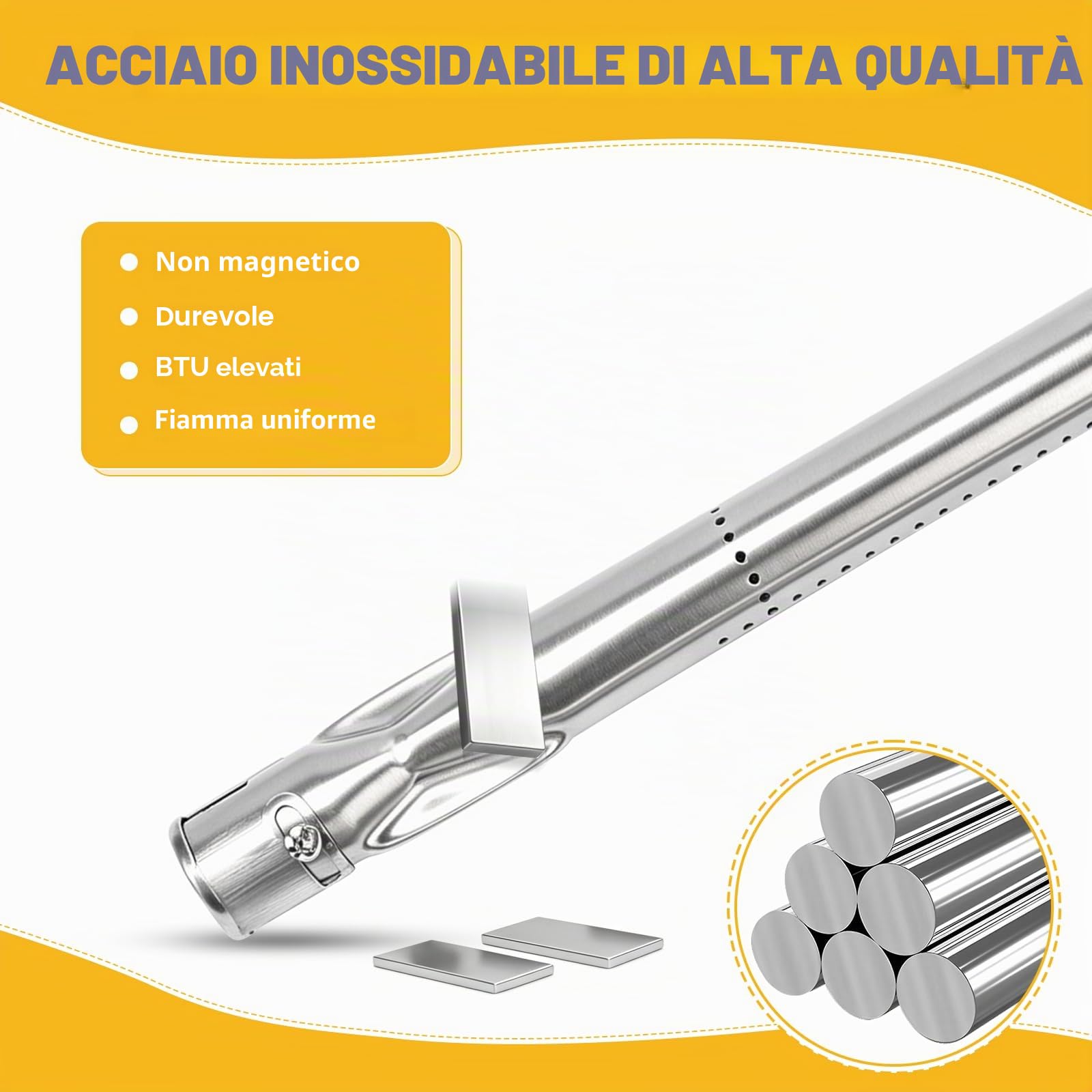 GFTIME Bruciatore universale per barbecue a gas Charbroil, Napoleon, Landmann, Enders, Barbecook, Tepro, Taino, Proficook, regolabile, in acciaio inox, 4 pezzi