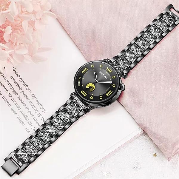 DEALELE Bands Compatible with Huawei Watch GT6 41mm / GT5 Pro 42mm / GT5 / GT4 41mm / Fossil Women's Gen 6 / Gen 5E 42mm / Garmin Venu 3S, 18mm Bling Rhinestone Diamond Metal Strap for Women, Black by DEALELE - Image 4