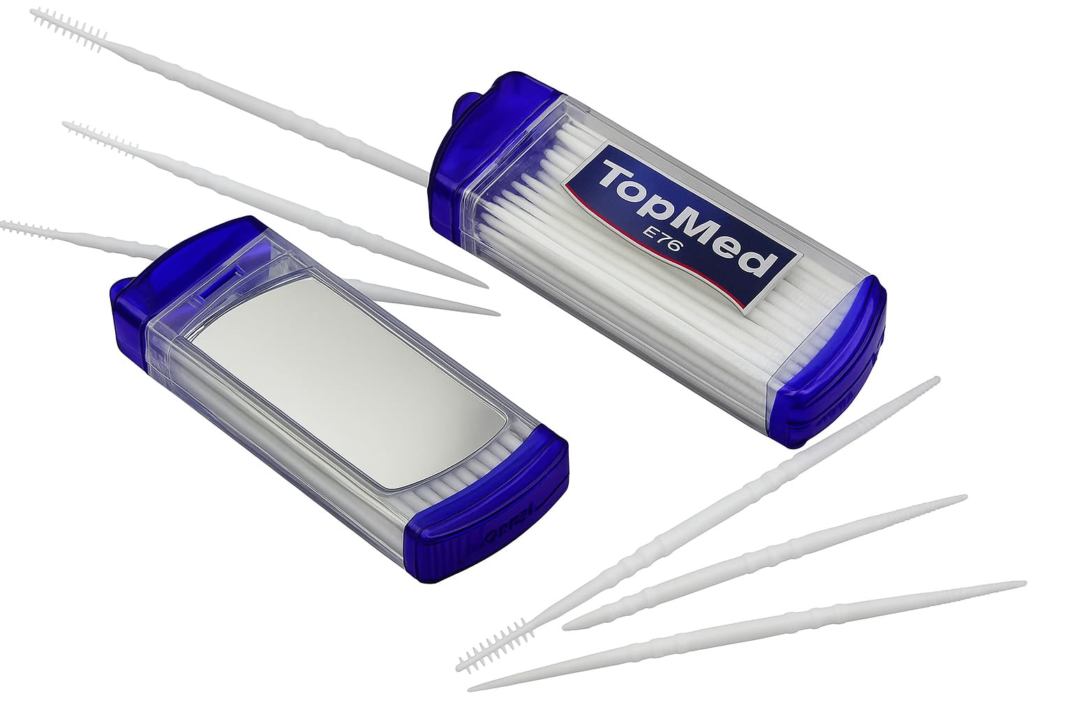 TOPMED ETS Lot de 100 cure-dents en plastique avec miroir (2 boîtes de 50 unités) - Couleur aléatoire
