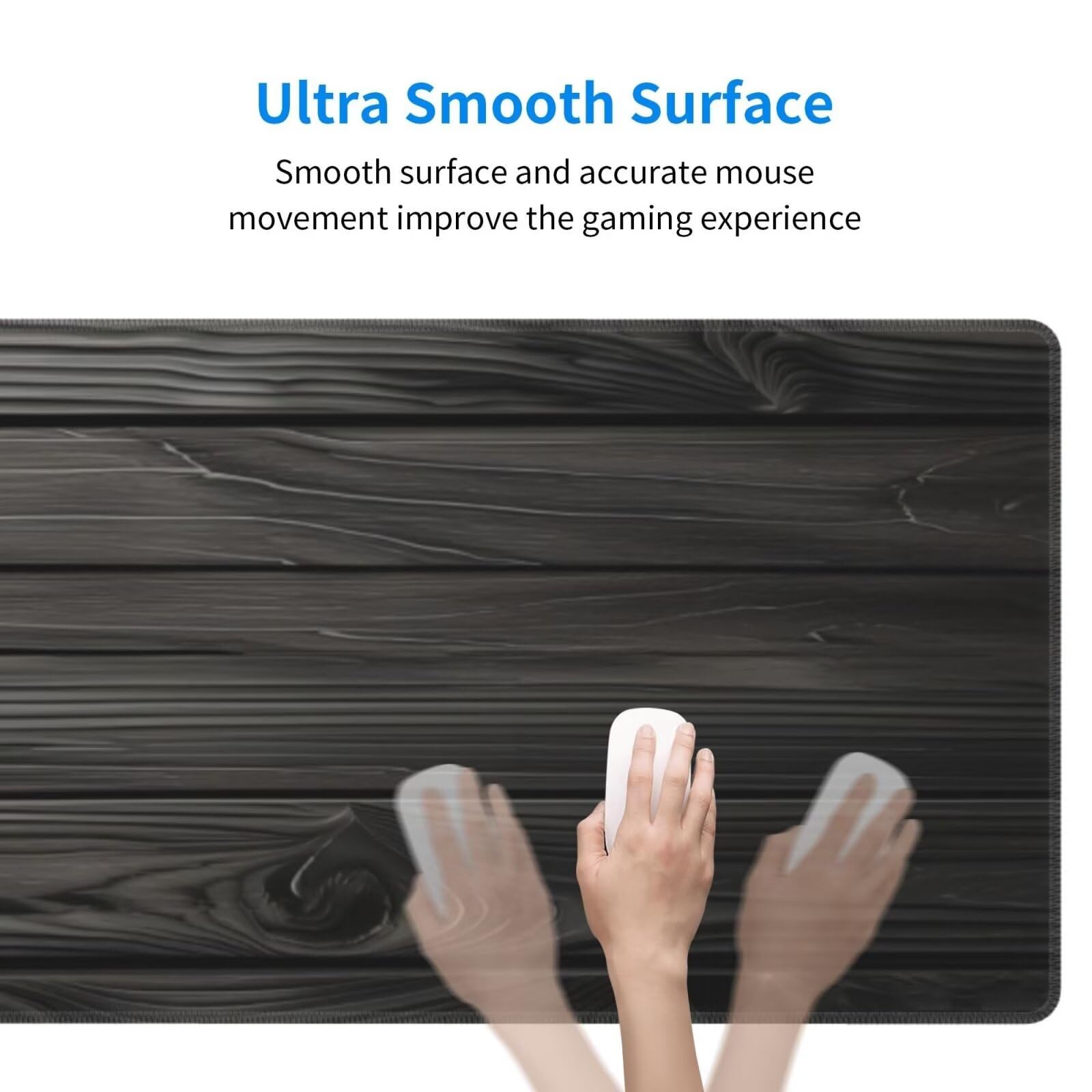 Tappetino Mouse, Tappetino Mouse Gaming Grande XXL 1500x800x3mm Tappetino Scrivania Mouse Pad, Base in Gomma Antiscivolo, Bordi Cuciti, Mousepad per Ufficio e Gaming (Grano di legno nero) R-274
