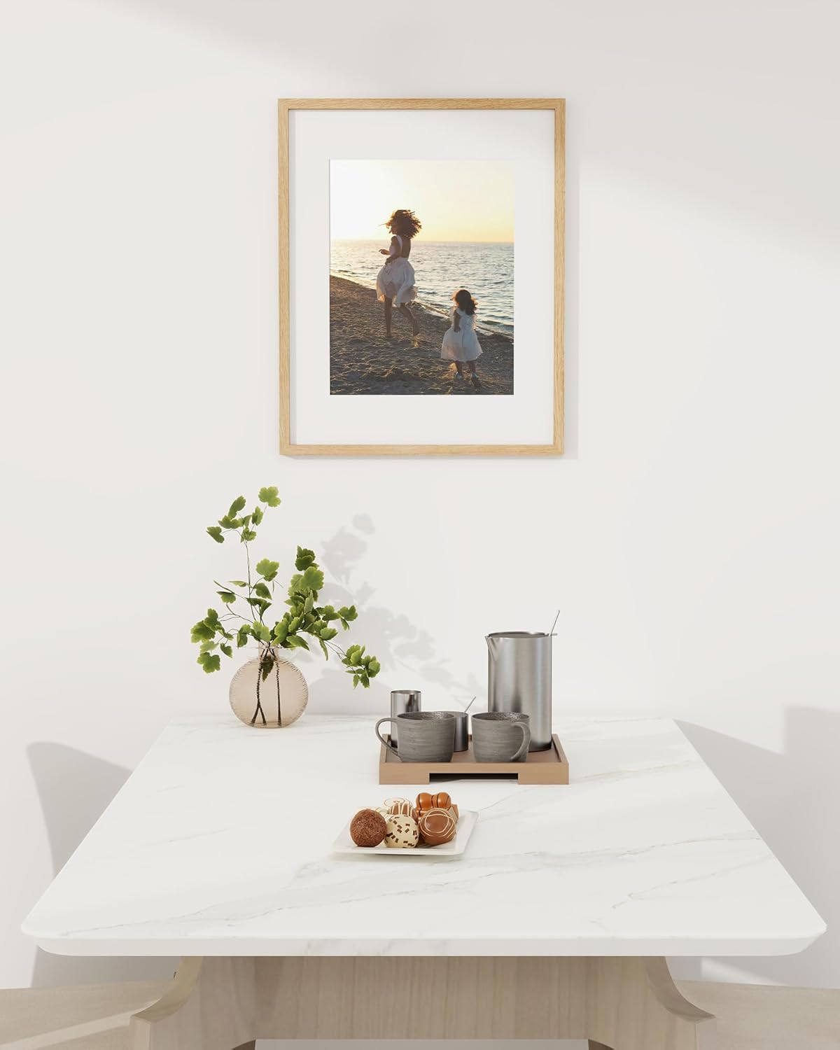 Marsmiles 16x20 Wooden Picture Frame, USA-Sourced Natural Oak Solid Wood Photo Frame with Real Glass for Display Pictures 11x14 with Mat or 16x20 without Mat, Natural, 1 Pack