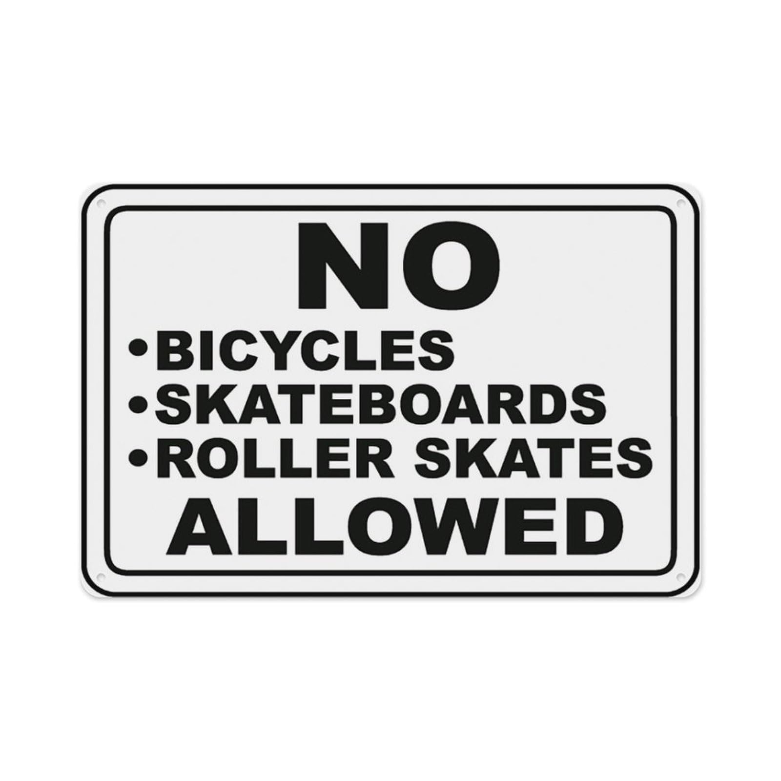 Peiyeety A05 No Bicycles Skateboards Sign Aluminum Tin Warning Signs For Home Outdoor Garden 12X16 Inches