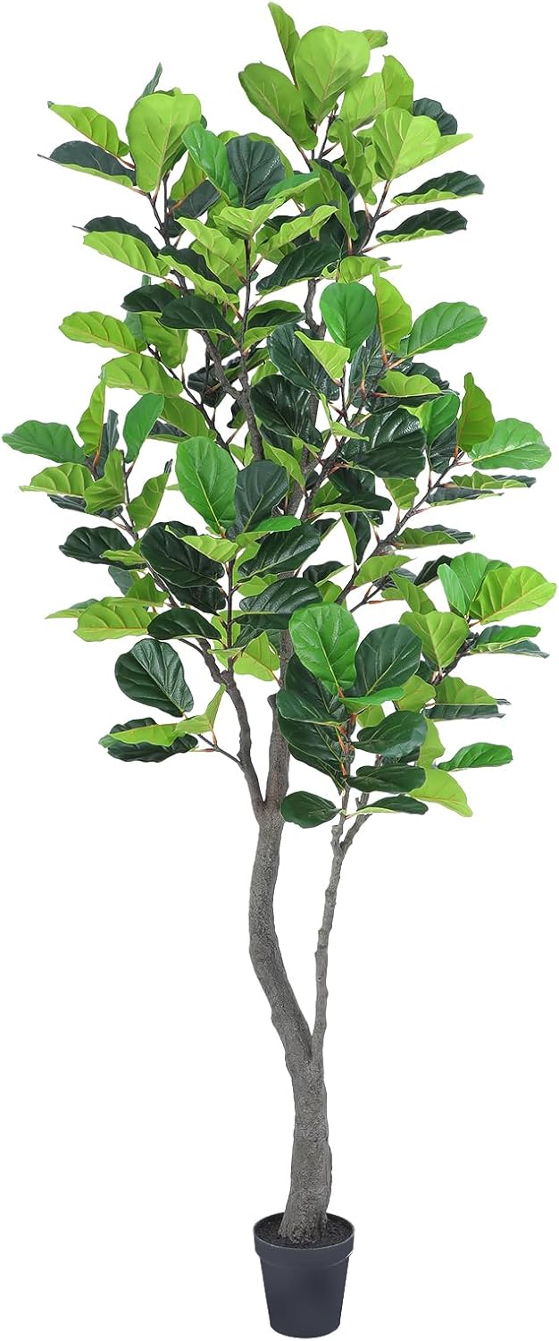 Tall Faux Fiddle Leaf Fig Tree?10ft(120in) Potted Artificial Fiddle Leaf Fig Tree, Fake Fiddle Leaf Tree Indoor Outdoor with Realistic Texture for Home Office Living Room Bedroom Floor Decor. 1 10ft