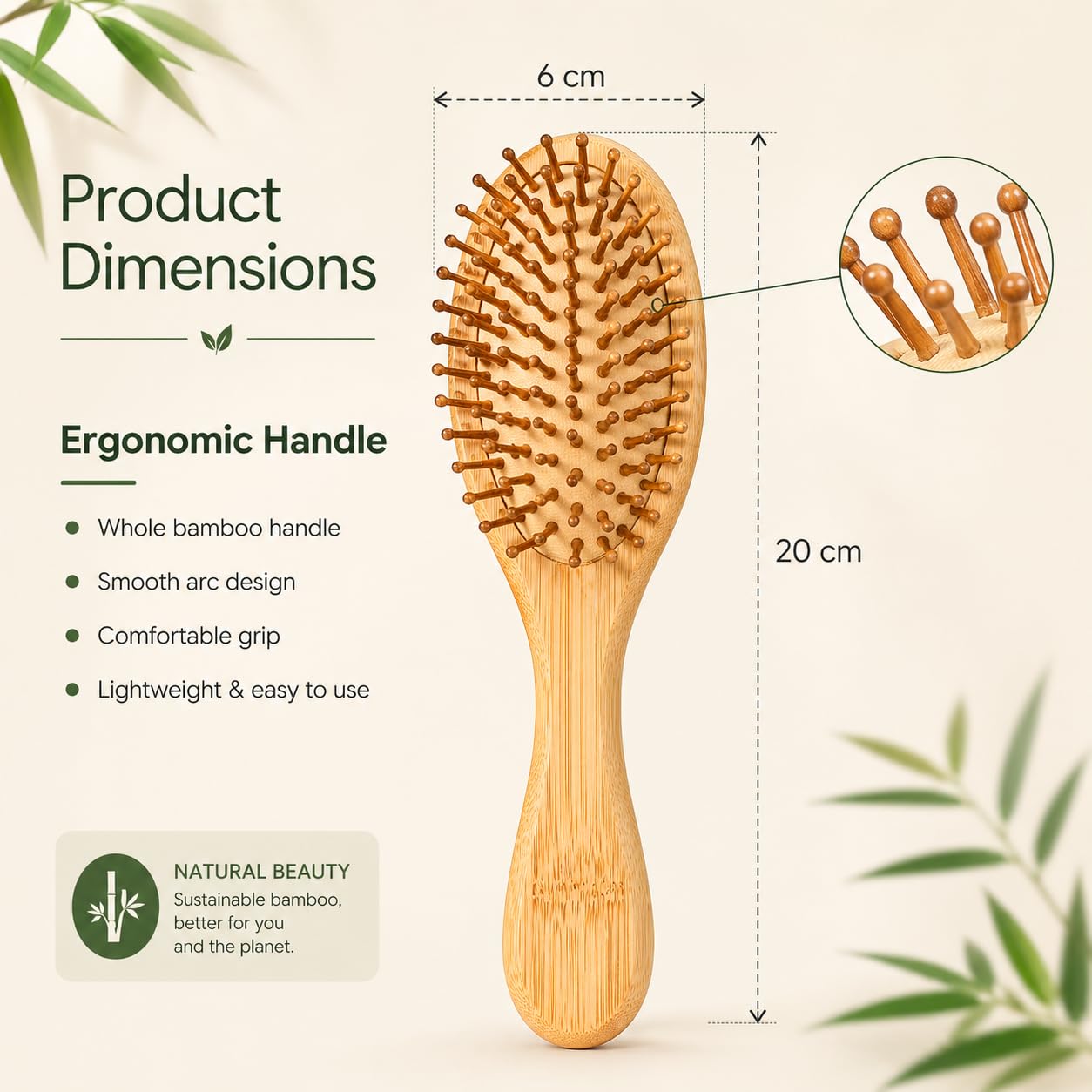 HEAVY DRIVER Natural Bamboo Paddle Hair Brush with Cushion Base – Anti Static Wooden Detangling Comb for Scalp Massage & Smooth Hair – Professional Hairbrush for Women & Men 2