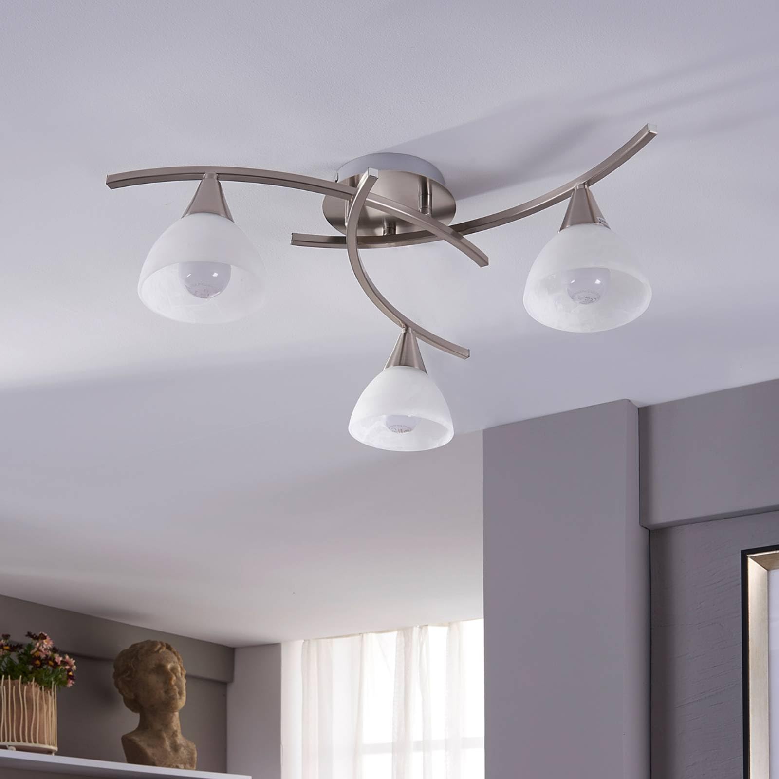 Lindby Lámpara de techo Della (Moderno) en Gris hecho Vidrio e.o. para Salón & Comedor (3 llamas, E14) lámpara
