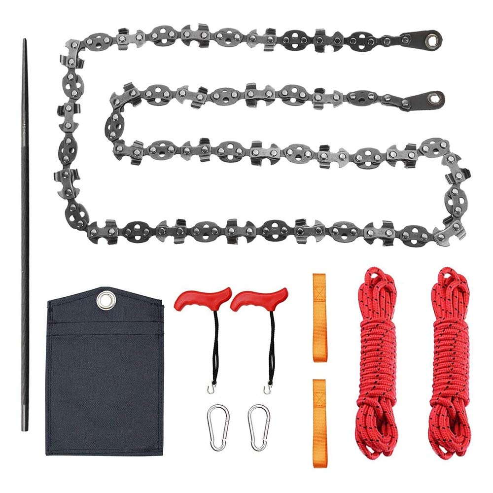 Scie à à main avec deux cordes, lames tranchantes des deux côtés, scie à chaîne de poche pliable, pour le camping