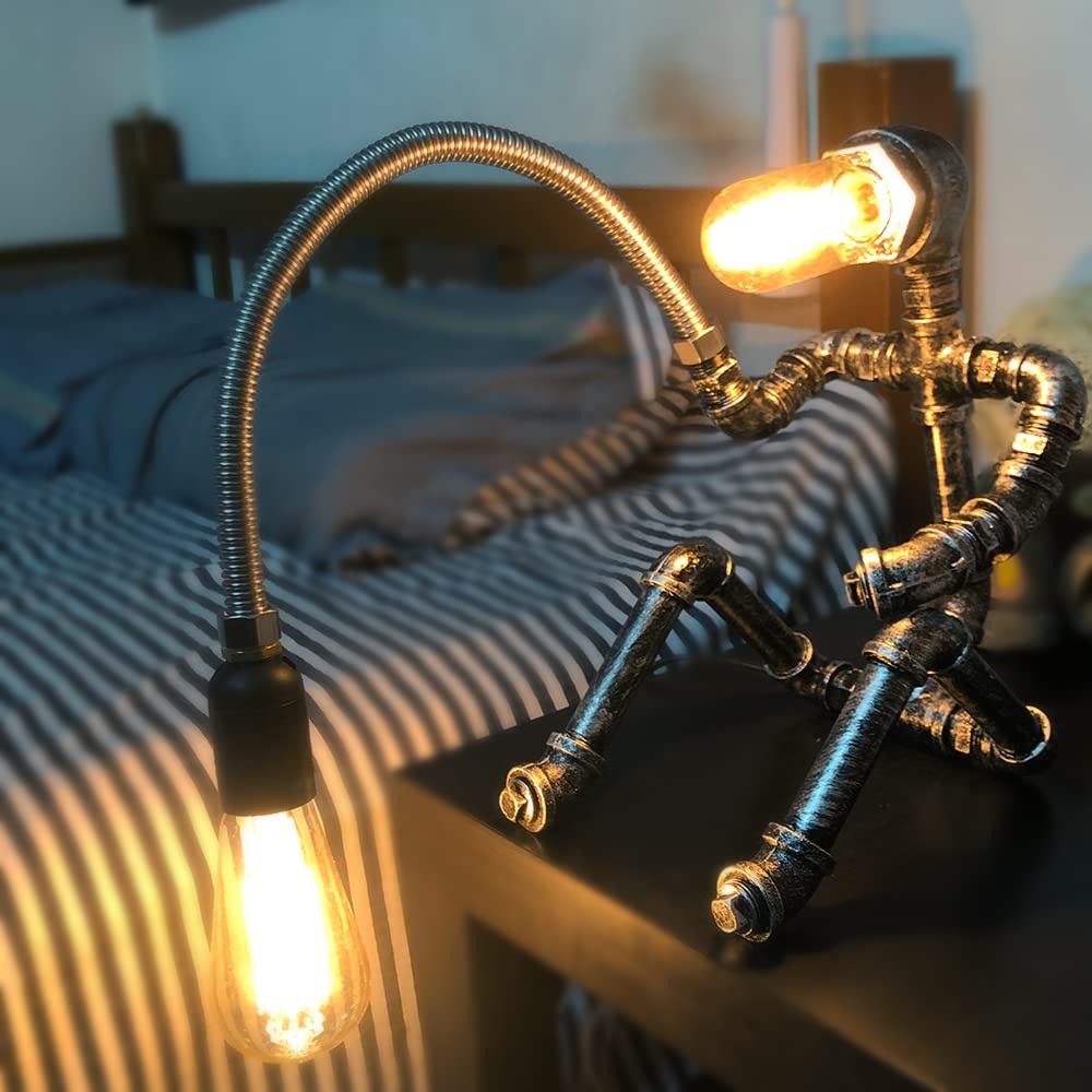 Steampunk lampa stołowa lampa wodna fajka robota vintage styl przemysłowy biurko lampa stołowa do sypialni kawiarni barowej dekoracja biurka urodziny Nowy Rok prezenty
