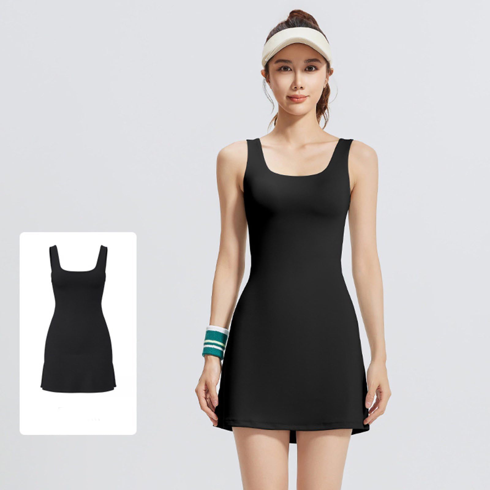 Jupe de tennis coupe-vent à séchage rapide avec short intégré, large bretelle, pour entraînement, robe de sport antidérapante pour femme