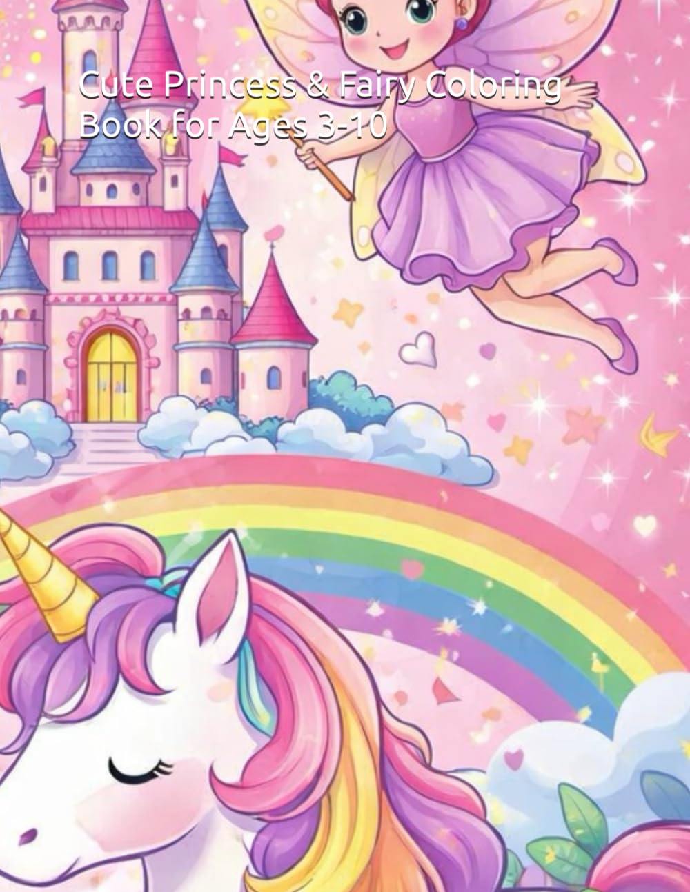 Cute Princess & Fairy Coloring Book for Ages 3-10