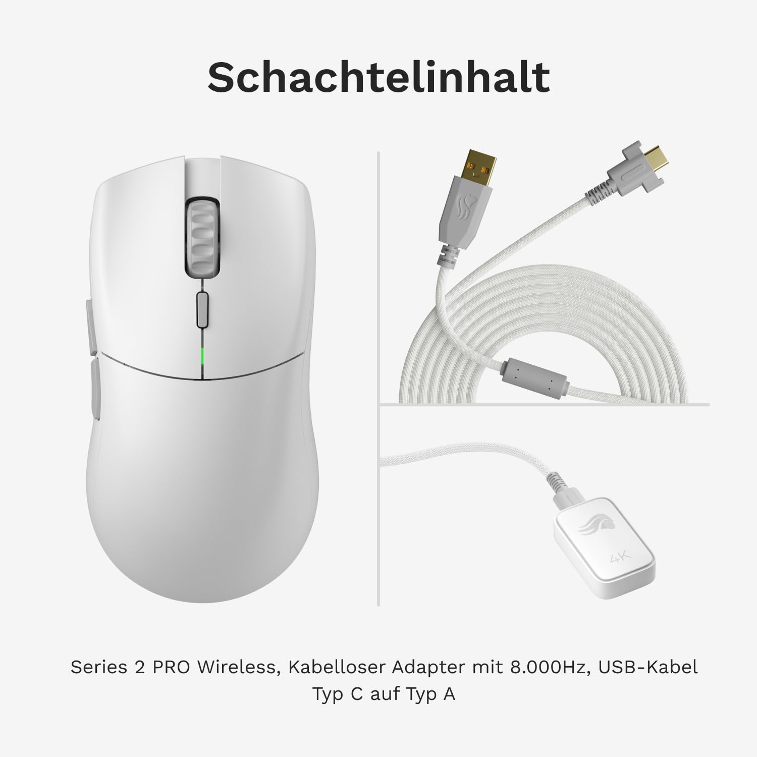 GLORIOUS Series 2 PRO Kabellose Gaming-Maus, 55g, 8K-Abrufrate, in Weiß | Kompakte symmetrische Form, Optische Schalter für 100 Mio Klicks, BAMF 2.0 26K Sensor für perfektes Zielen bei PC-Gamer