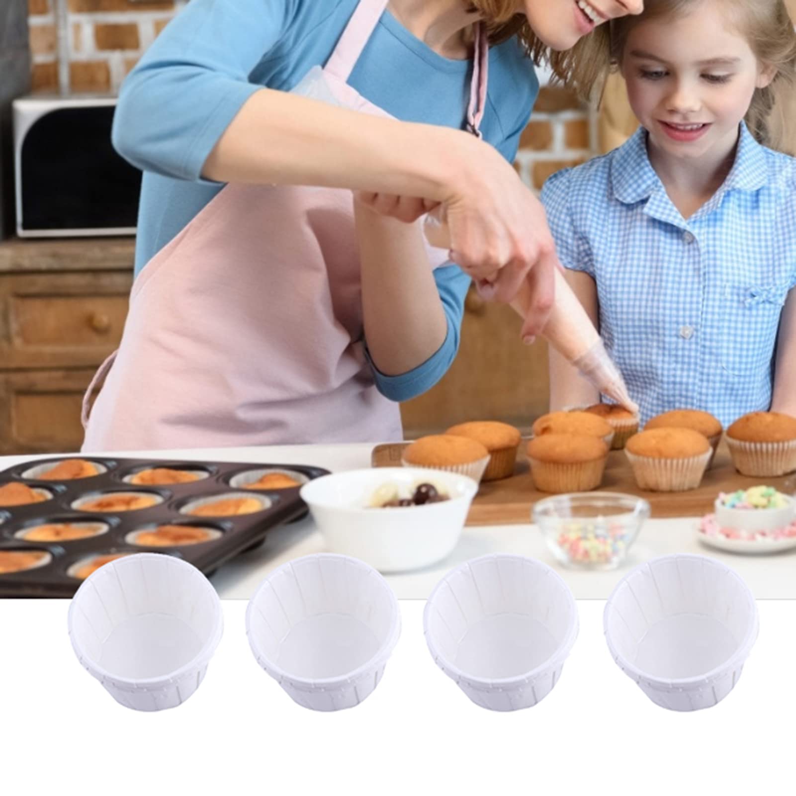 100 Pezzi Pirottini per Cupcake, Mini Pirottini di Carta per Cupcake, Involucro per Muffin di Compleanno, Stampini per Cupcake Fodere per Tazze per Feste e Matrimoni(Bianco)