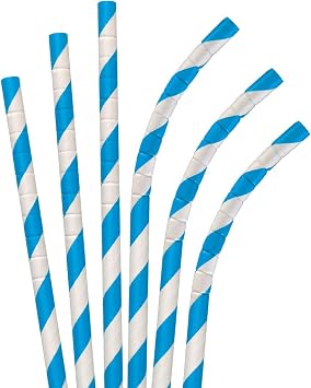 7.75 Blue Stripe Jumbo Eco-Flex Paper Straws, 4,800 ct.