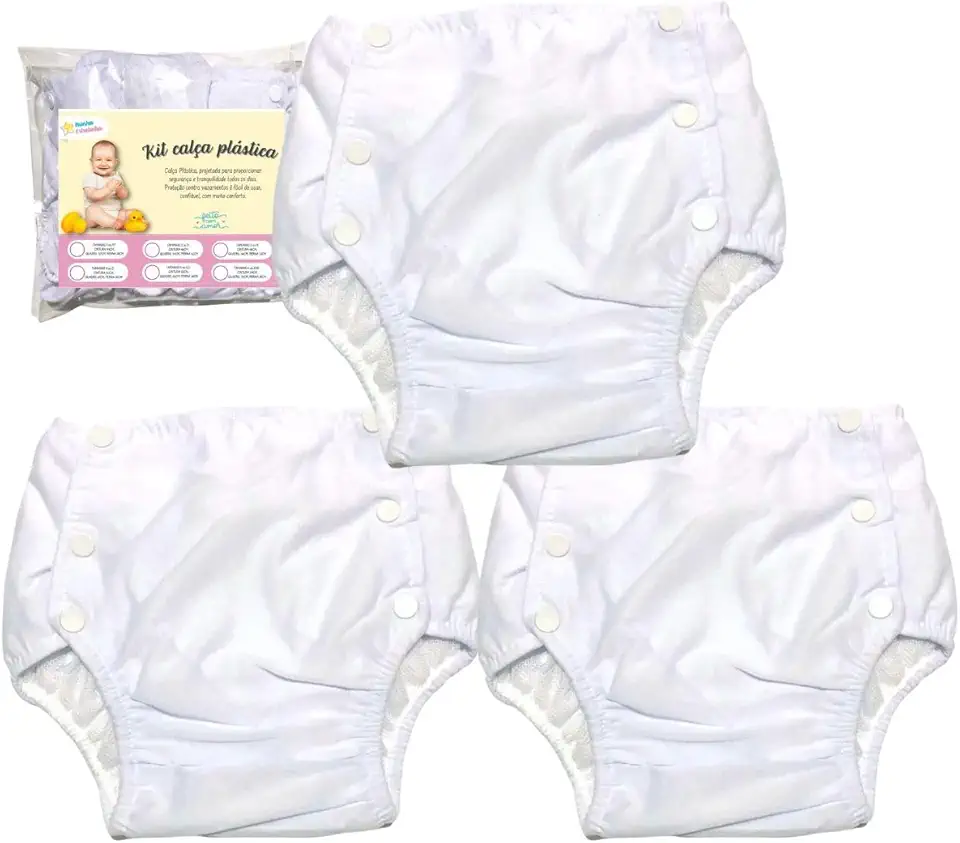 Kit 3 Fralda Plástica Impermeável Reutilizável Confortável (GG)