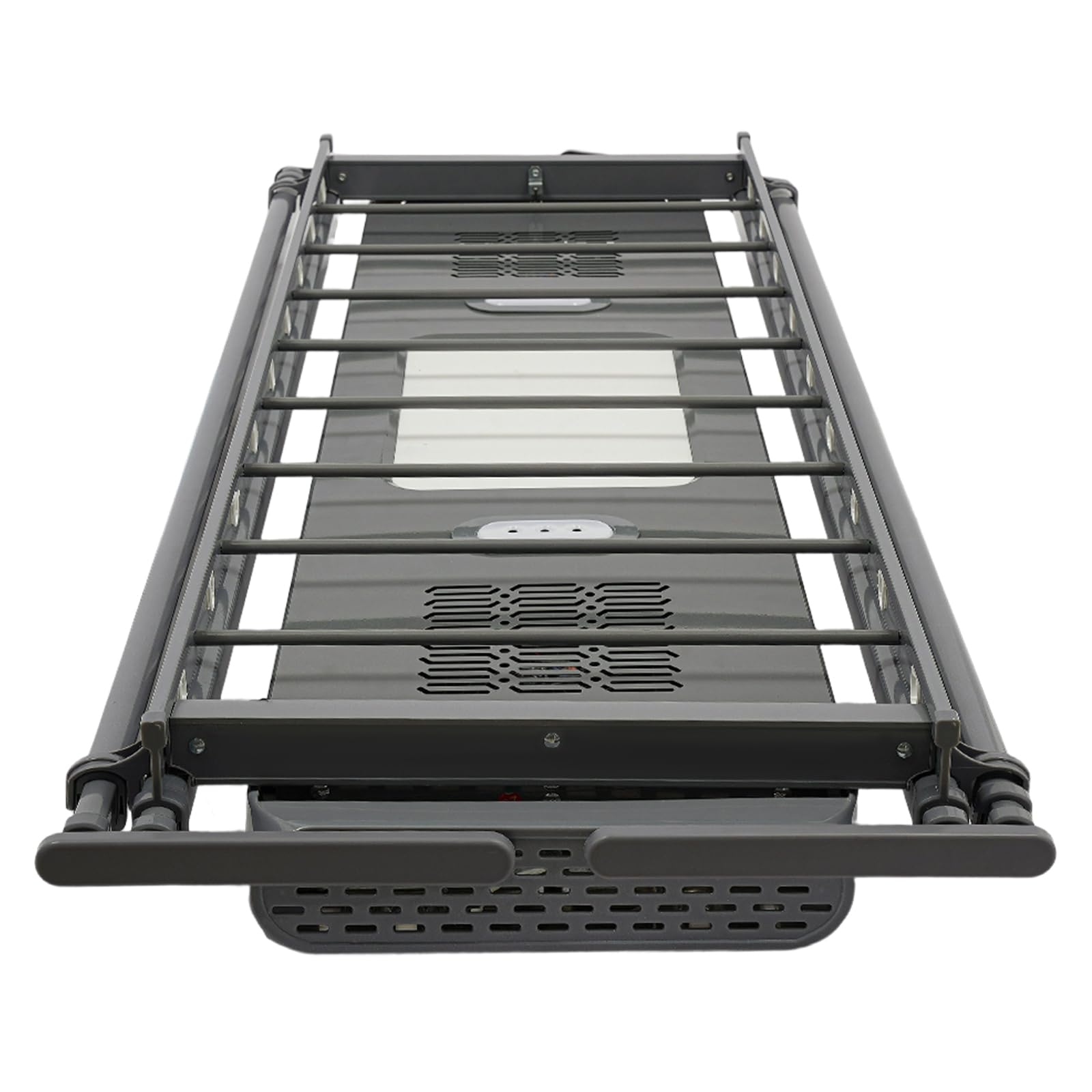 Elektrischer Wäscheständer Ausziehbar mit LED-Licht, Fernbedienung 30-50m, Teleskop-Länge 130-215cm, Absteigende Höhe 110cm, Trockenständer, Deckenwäschetrockner (Grau)