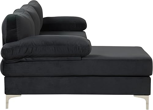 Miniatura 237 de Sofá modular moderno en forma de L, con diván extra ancho y patas doradas Gris,Negro -,Verde,Naranja,Gris oscuro,marino,Púrpura