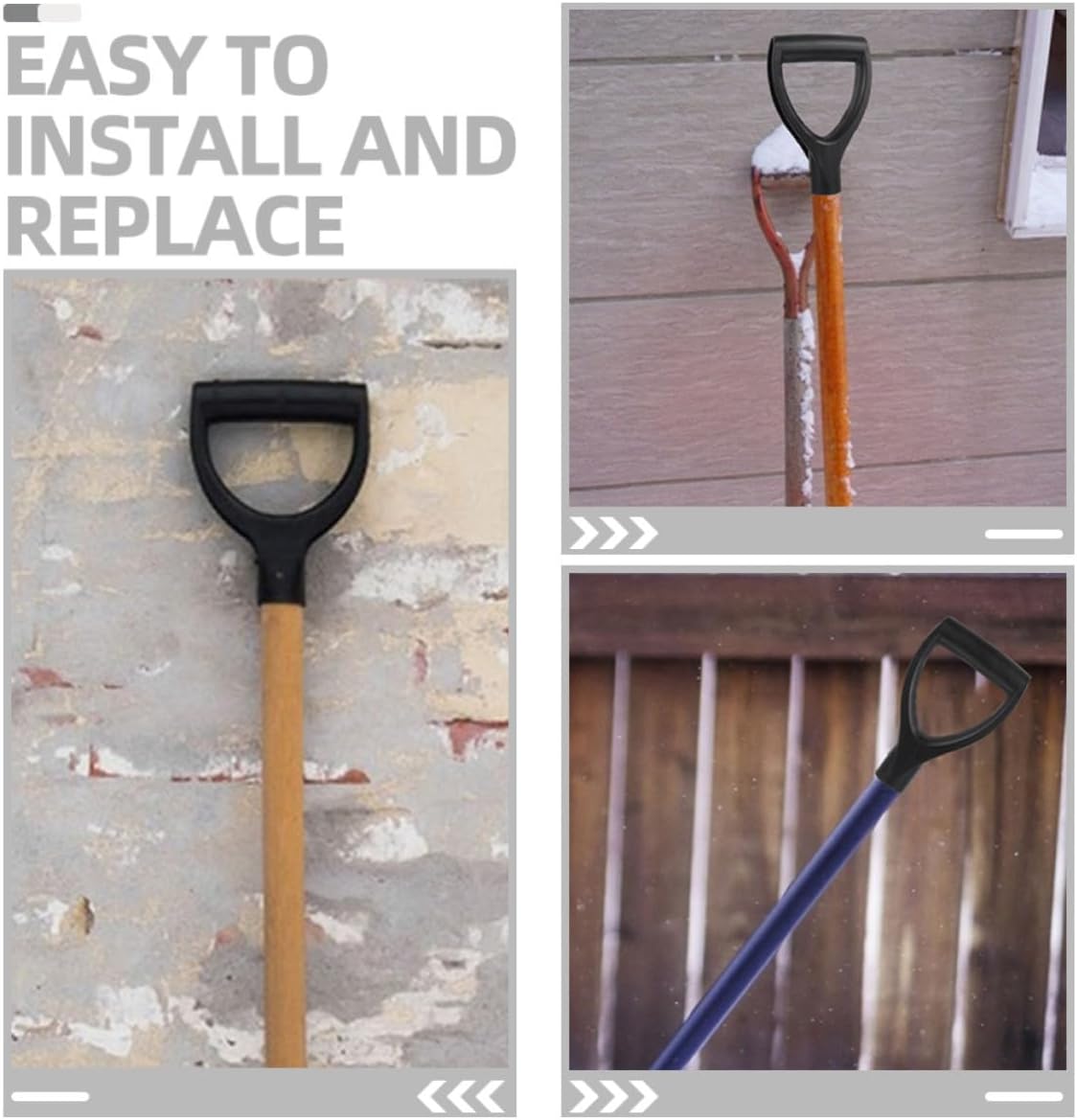 6pcs D Shaped Shovel Handle Replacement Grip, Black PP Tool Part image 3
