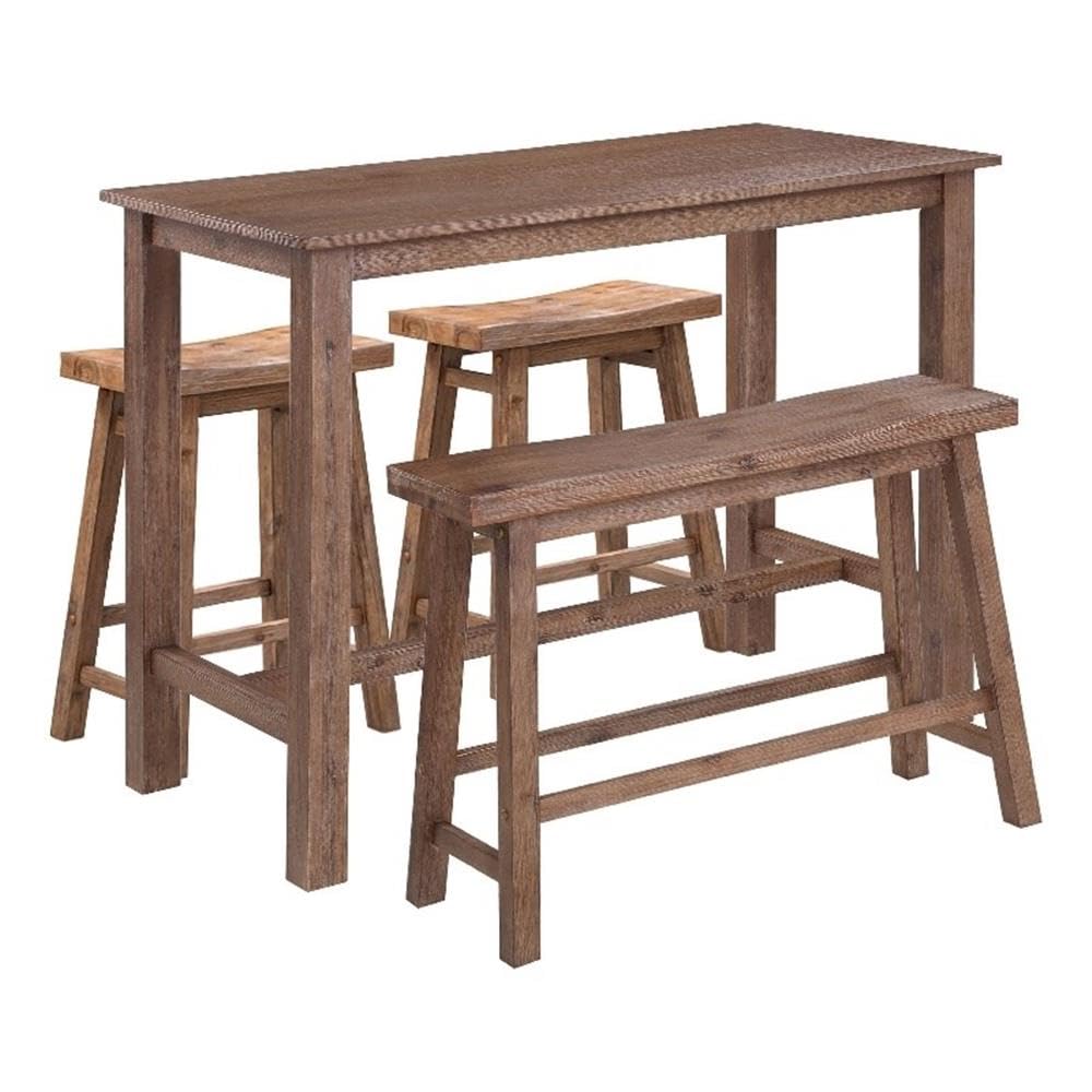 Boraam Sonoma 4-Piece Pub Table Set, 36 x 47.25 x 23.75, Barnwood Wire-Brush