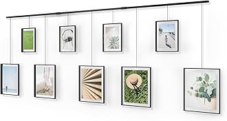 Umbra Exhibit Picture Frame Gallery Set, Adjustable Wall Collage Displays Nine Photos (Four 5x7 and Five 8x10), Set of 9, Black