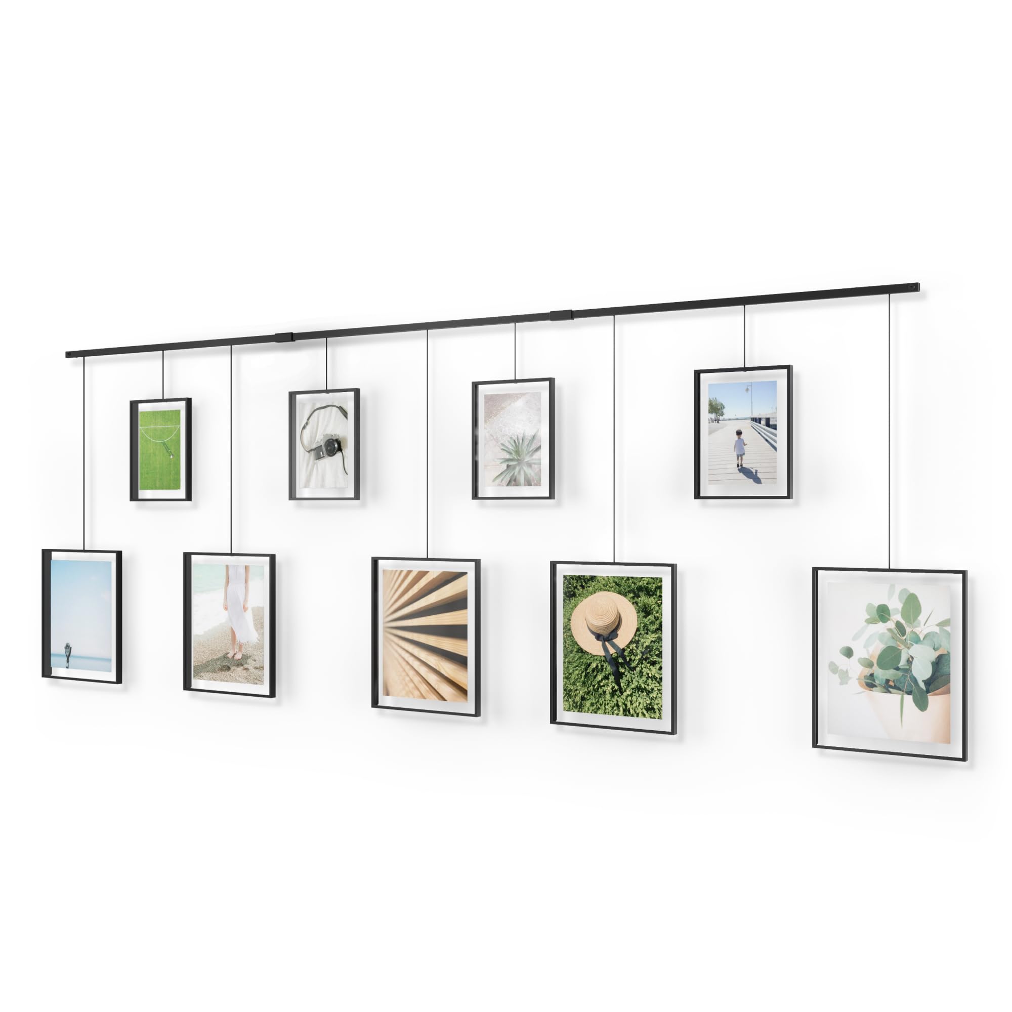 UmbraExhibit Wall Frame with Metal Rod for Hanging-Rimless Design-Suitable for Living Room, Bathroom, Bedroom, Entryway and More, Black
