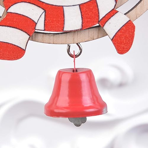 Miniatura 7 de Adorno de Navidad para el hogar, madera, Papá Noel, muñeco de nieve, alce, formas de aro, floral, con campana, árbol de Navidad, muñeco de nieve