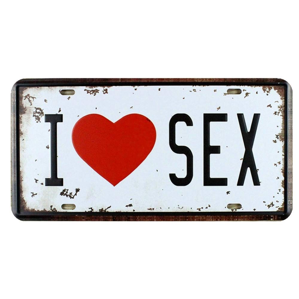 Biopracess I Love Sex Metal Wall Sign Tin Warning Hanging Signsr Cafe Metal Tin Sign 8x12 inches