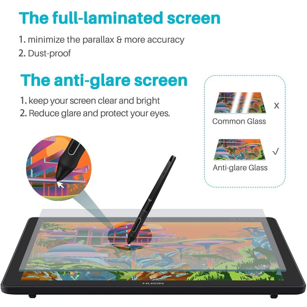 HUION KAMVAS 22 Plus Mesa digitalizadora ecrã totalmente empilhado