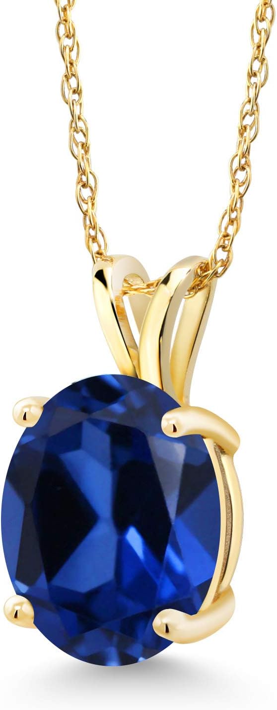 Gem Stone King 14K Yellow Gold 10X8MM Oval Gemstone Birthstone Pendant Necklace | Gold Necklace For Women | With 18 Inch Chain | Fine Jewelry Gifts for Her Mom Women Wife