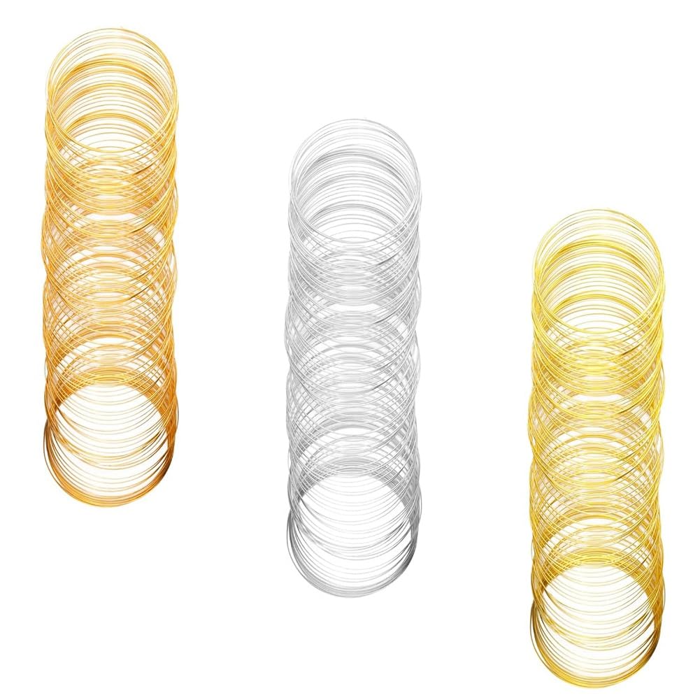 Vjsujehgy 300 Loops Memory Wire for Jewelry Making Bracelets & Bracelet Making, Jewelry Wire Memory Beading Wire Steel Memory Wire