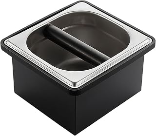 Coffee Knock Box, Espresso Knock Box Coffee Bin Barista Accessories Coffee Machine Accessories, Stainless Steel Small Coffee Knock Box Container with Silicone Knock Bar and Non Slip Base