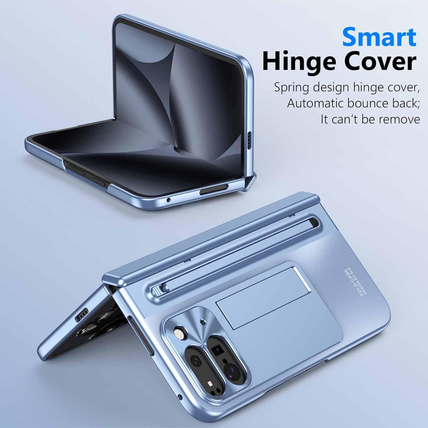 for Google Pixel 10 Pro Fold Case with Pen Holder & Stylus, All-Inclusive Phone Case with Hinge Protector, Screen Protector, Kickstand, Slim PC Protective Cover for Google Pixel 10 Pro Blue
