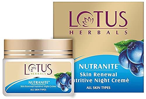 Crema nutritiva de la noche de la renovación de la piel de las hierbas de Lotus Herbals Nutranite para todo tipo de piel 50gm