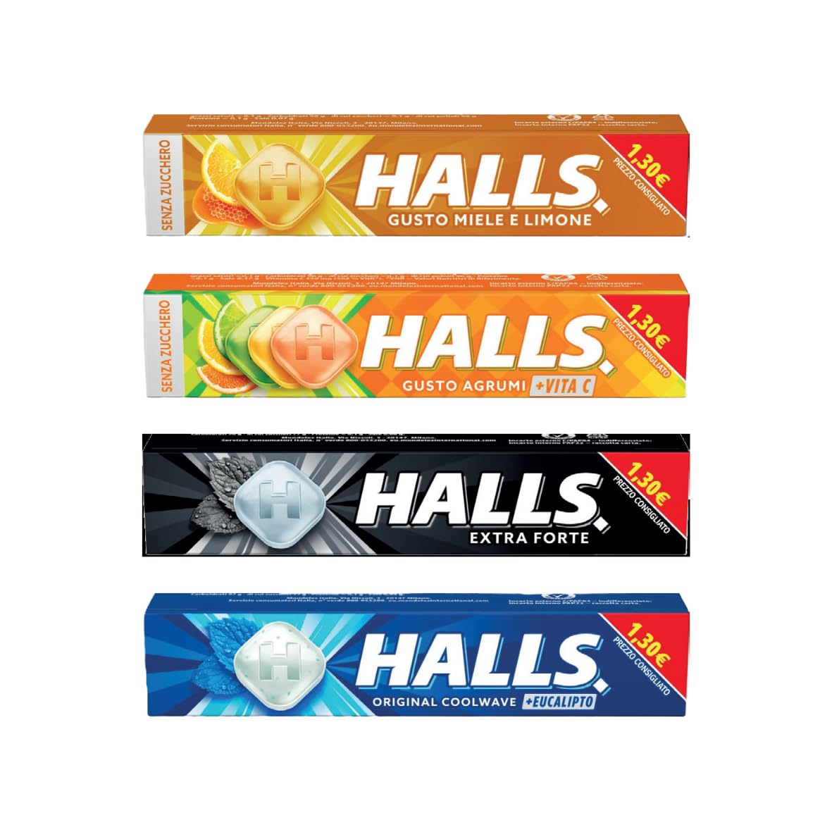 Caramelle Halls Espositore Misto Extra Strong, Original, Miele e Limone da 144 Pz Expo da Banco