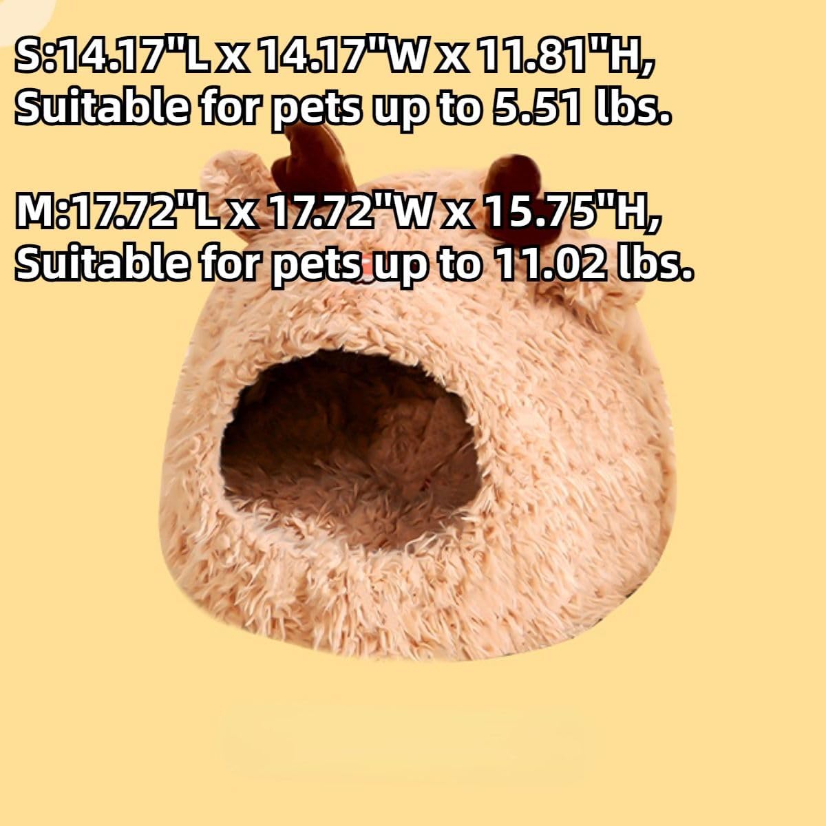 Animal Design Small Pet Bed Rabbit Bed for Kitten Chinchilla Pet Tent Cave with Removable Cushion Plush Half-Enclosed Warm House for Bunny Small Dogs Kitty Puppy Guinea Pig Sleeping (Brown,Small)