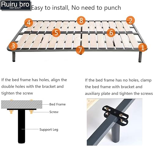 Miniatura 6 de 2 patas de soporte central de altura ajustable para marco de cama, marco de cama de acero o patas de soporte de listones centrales de madera, patas