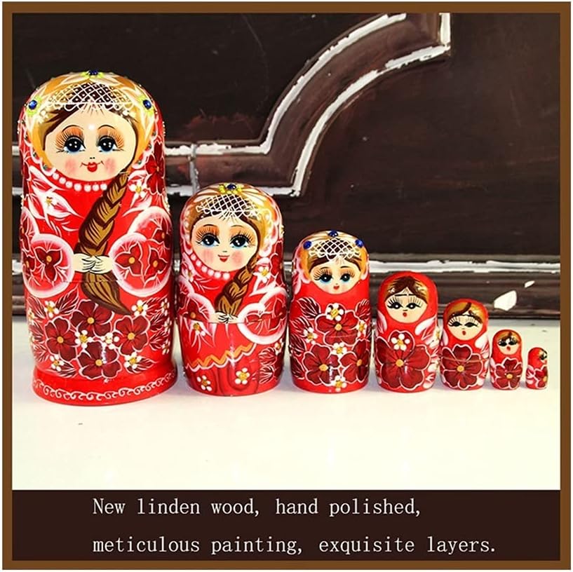 XXZY Russian Nesting Dolls Cute Matryoshka 7-Piece Matryoshka Dolls Children's Fashion Birthday ChristmasTravel Gift Decoration (Color : A)