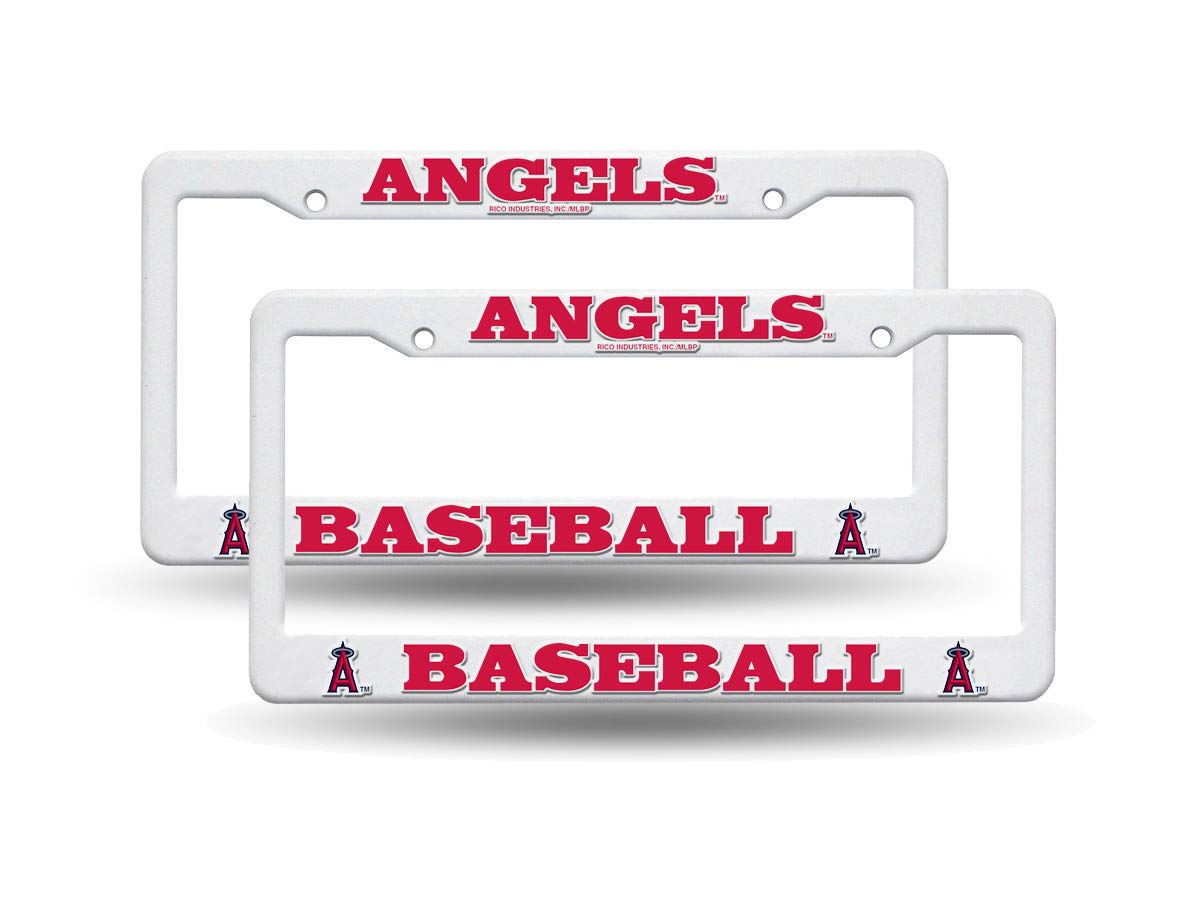 Rico Industries Anaheim Baseball Angels MLB (Set of 2) Raised Letter White Plastic License Plate Frames