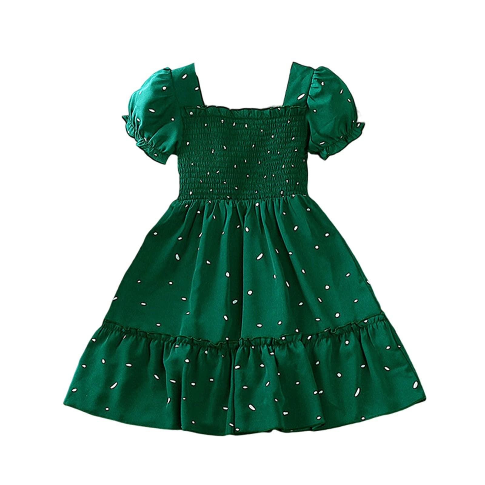 Amazon.com: Toddler Girls' Dresses Bubble Sleeves Short Sleeved Pleated  Polka Dot Princess Dress Summer Baby Girl (Green, 3-4 Years): Clothing,  Shoes & Jewelry