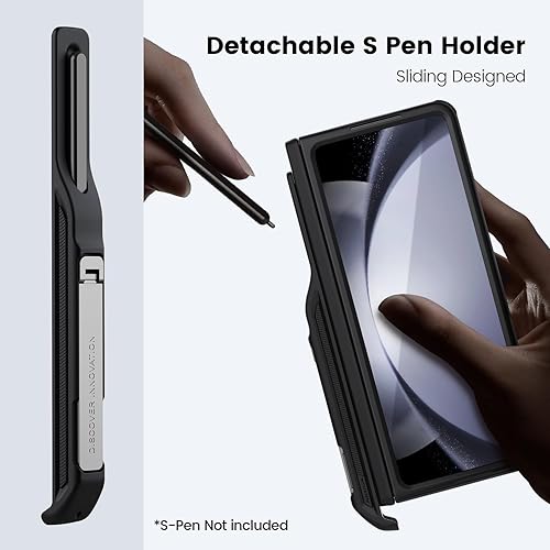 Miniatura 3 de Nillkin Funda para Samsung Galaxy Z Fold 5 con soporte para bolígrafo S [soporte oculto] [protección de bisagra] Funda protectora delgada para Negro