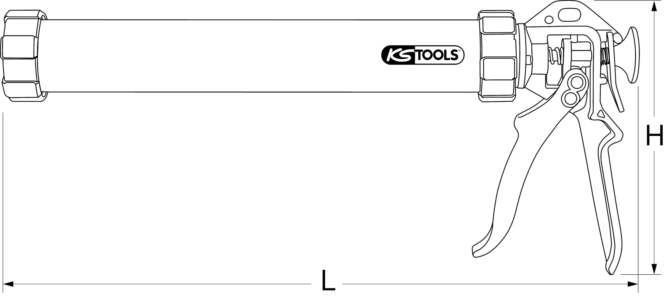 KS TOOLS 980.3000 Pistolet Ã€ Silicone - Pour Cartouches 600 Ml Et Poches