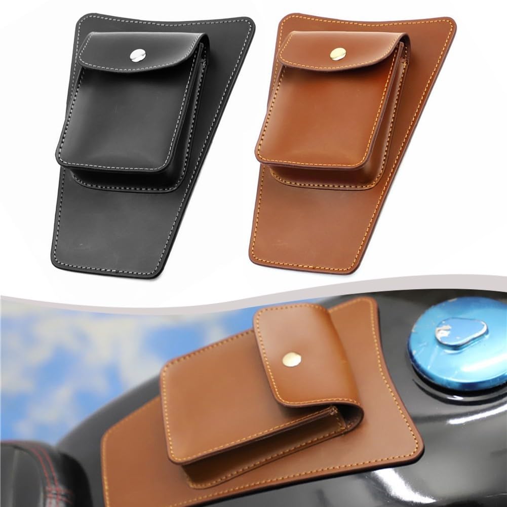 Sacoche de réservoir de moto en cuir PU anti-rayures pour protection (marron)