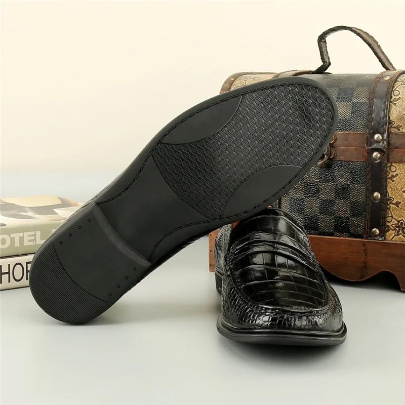 Business Casual Style Authentic Exotic Crocodile Skin Men Dress Loafers Genuine Real Alligator Leather Male Slip-on Black Shoes3