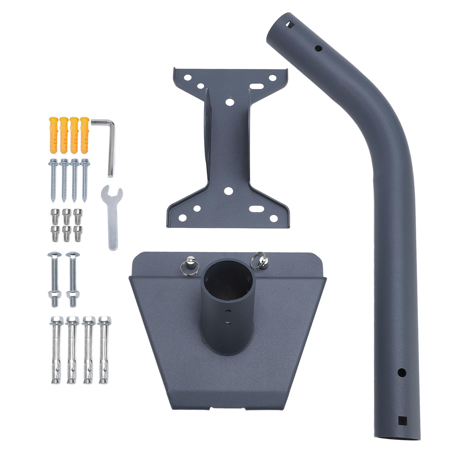ASHATA Kit di montaggio in ferro e lega di alluminio di alta qualità per antenna parabolica Gen 3, palo con tubo curvo da 45,7 cm con base versatile, opzioni complete di viti per l'installazione