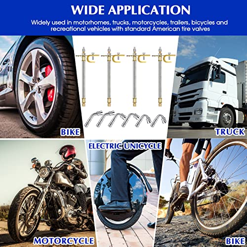 Hotop 4 Pieces Valve Stem Extension Stainless Steel Tire Extender Braided Valve Stem Extender 6 Pieces 45 90 135 Degree Brass Valve Stem Extender Tire For Most Cars Truck (7 Inch) #TOP3
